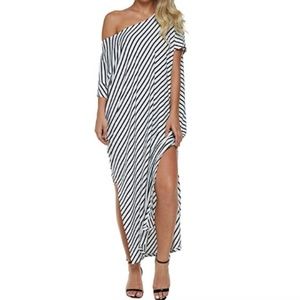 Women Striped Long Casual Sundress